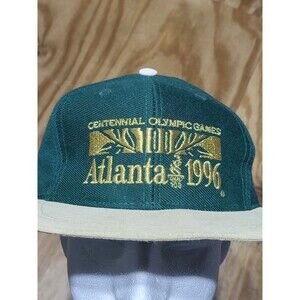 Vintage 1996 Atlanta Summer Olympics Snapback Hat Cap Green Adjustable Suede New